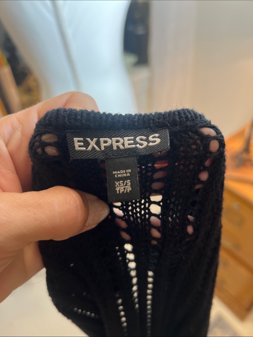 Express Black Open-Knit Sleeveless Vest duster size XS/S. - Picture 5 of 6